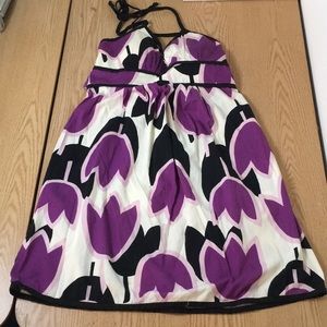 Juniors/Women’s BCX Halter Dress Bow Stretchy Soft White Purple Black Size 7